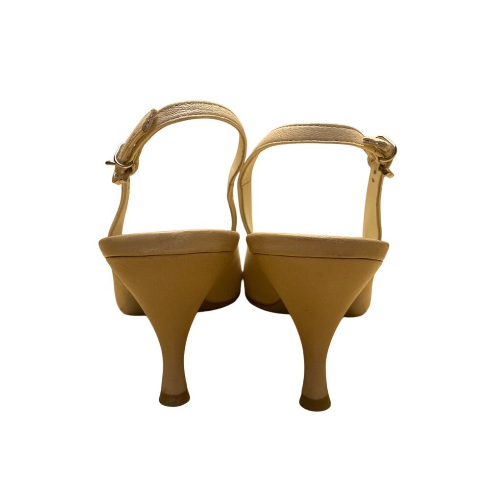 Salvatore Ferragamo Women’s White Leather Slingback Magnolia Carisa Heels 7.5 - Picture 7 of 11